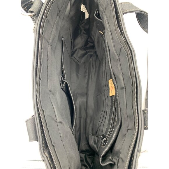 MultiSac Black Faux Leather Multi-Pocket Shoulder Bag With Adjustable Straps - Picture 10 of 13